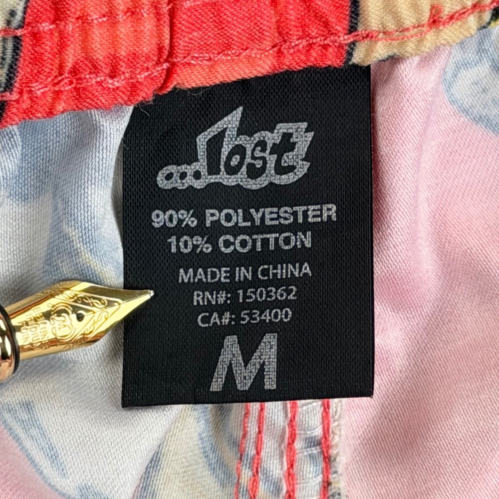 Lost Board Shorts‎ Mens Medium Red Polyester Cotton Skull Ace of Spades Graphic - Picture 4 of 10
